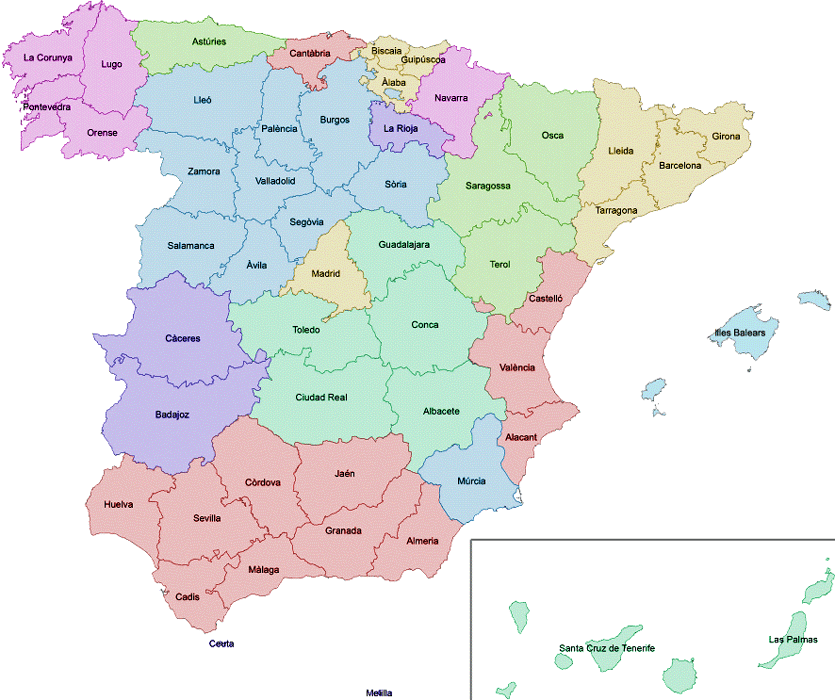 Mapa De Espa a Con Sus Provincias Mapa De Espa a Mapa De Espa a Con Sus Provincias Mapa De Espa a